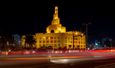 Fototapeta na wymiar background image of qatar's capital city landmark . Tourist attraction