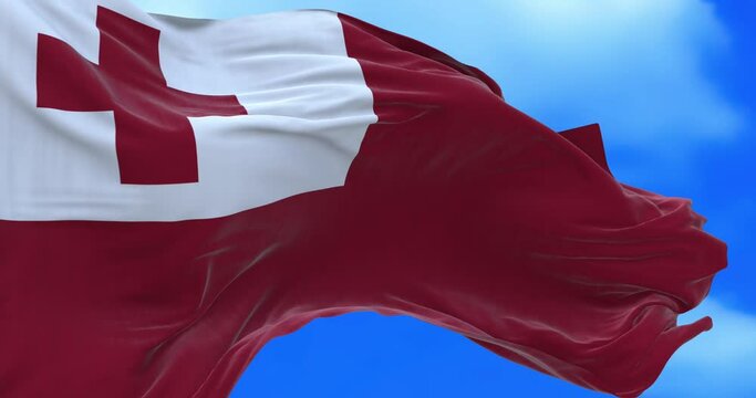 Seamless loop of Tonga flag.