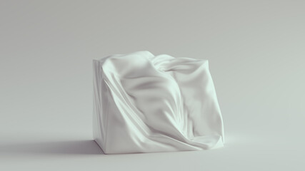White Cube Crushed Sculpture 3d illustration render	