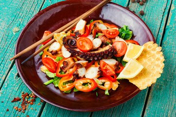 Octopus salad with vegetables