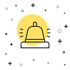 Black line Hotel service bell icon isolated on white background. Reception bell. Random dynamic shapes. Vector.