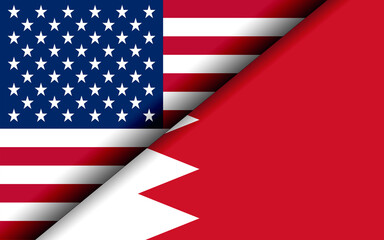 Obraz premium Flags of the USA and Bahrain divided diagonally