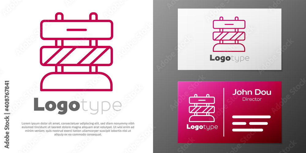 Poster logotype line end of railway tracks icon isolated on white background. stop sign. railroad buffer en