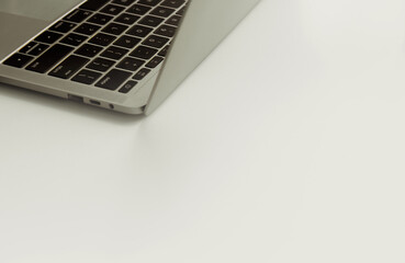 Laptop in angled position isolated on white background.