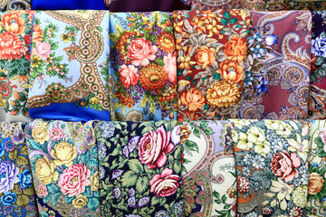 Various shawls as background
