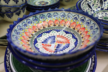 View of tableware with oriental ornaments