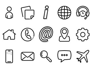 Set of black vector icons, isolated against white background. Flat illustration on a theme web elements, internet, people and online support