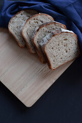 Homemade Whole bread sliced and toasted in the morning.