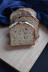 Homemade Whole bread sliced and toasted in the morning.