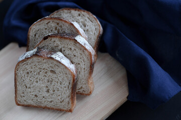 Homemade Whole bread sliced and toasted in the morning.