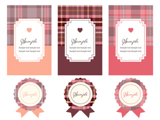 ハートとチェック柄のラッピングフレーム枠