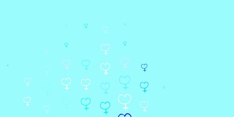 Fototapeta na wymiar Light Pink, Blue vector pattern with feminism elements.