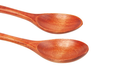 Vintage empty wooden spoon isolated on the white background