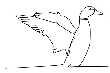 The duck is flapping its wings Continuous one line drawing