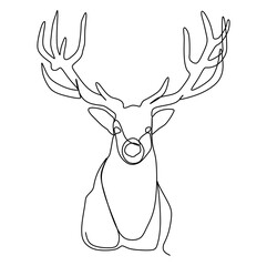Single line drawing of adorable head deer for company logo identity. Cute reindeer mammal animal mascot concept for public zoo. Trendy continuous line draw vector graphic design illustration