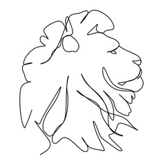 Hairy lion head Continuous one line drawing Illustration. 