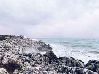 Dark rainy clouds at the sea