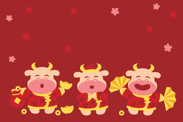 Obraz premium Chinese new year background with fun oxes