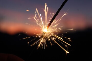 Fireworks on the sunset