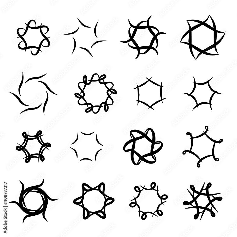 Poster set of abstract round collection. tribal decoration for web or print design element