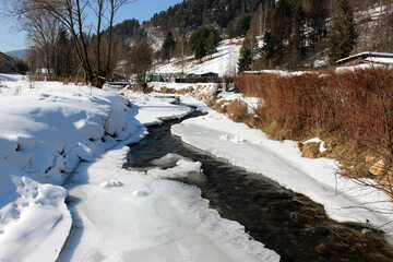 Creek with melting snow