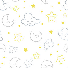 Vector sweet sleeping sky seamless pattern background