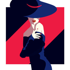 Fashion illustration of woman in style pop art.