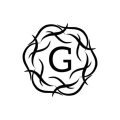 Abstract round tribal decoration with dummy letter for classic brand, retro seal, vintage logo, label