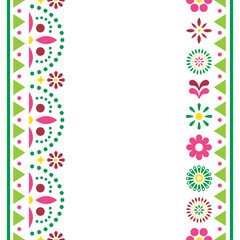 Mexican happy vector greeting card or invitation design, colorful pattern with flowers and geometric shapes