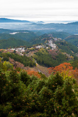 奈良県 吉野山の秋と紅葉景色