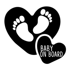 Baby on board. Footprint vector symbol.