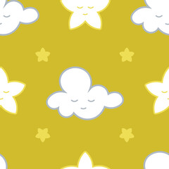 Vector golden night stars seamless pattern background