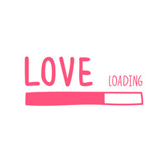 Love loading handwriting in Valentines day isolated on white Background ,Vector illustration EPS 10