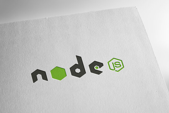Node javascript logo on textured paper