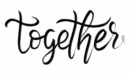 Together handwriting isolated on white background 