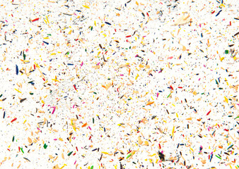 Crayon shavings on white background. Creative pattern design