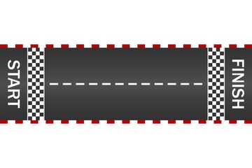 Creative vector illustration of race finish, top view. Art design. Start racing sport karting competition. Textured grunge on the asphalt road. Abstract concept graphic element.