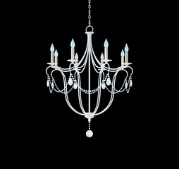 3d Render Retro chandelier  isolated on black background
