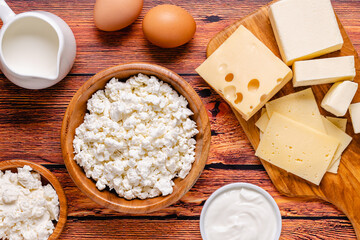 Different types of dairy products.