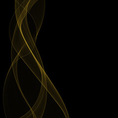 Gold wave on black background - design element. Vector abstract background