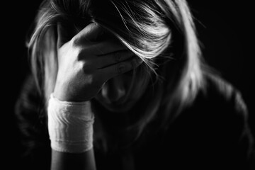 Depression – Gloomy Portrait of a Depressive Crying Woman