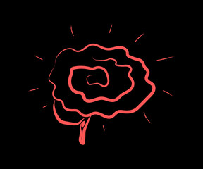 Brain on a black background. Women's logic. Symbol. Vector illustration.