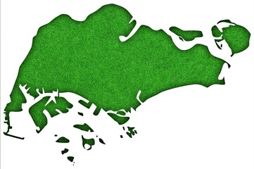 Karte von Singapur auf grünem Filz