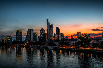 Skyline at sunset, Frankfurt, Germany