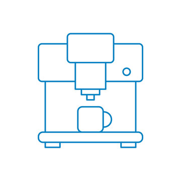 Kaffeemaschine, Kaffeevollautomat - Icon, Symbol, Piktogramm, grafisches Element - Vektor - Kontur - blau