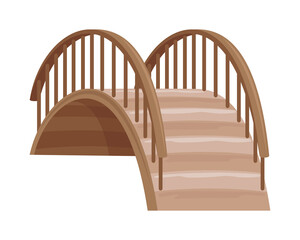 Illustration of brown wooden bridge on white background.