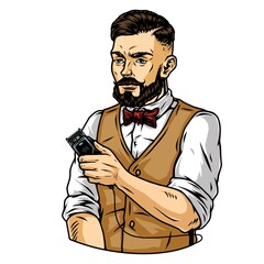 Vintage concept of trendy barber man