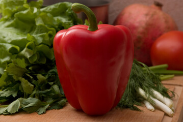 Red paprika on a cutting board