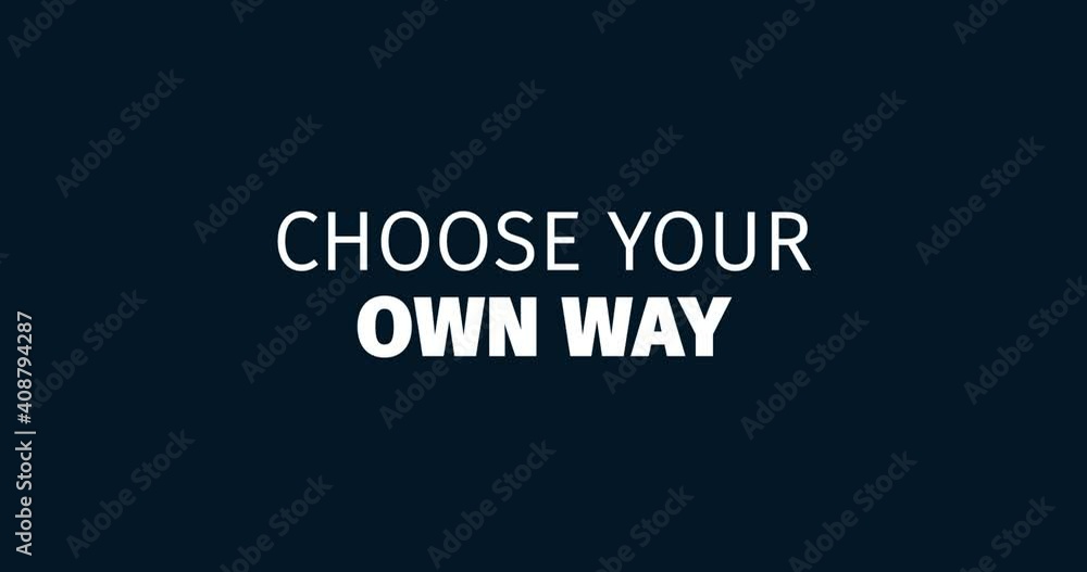 Wall mural personal development. choose your own way. animated words. kinetic text animation. intro