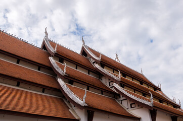 The earthenware tile on the roof of the Thai church.